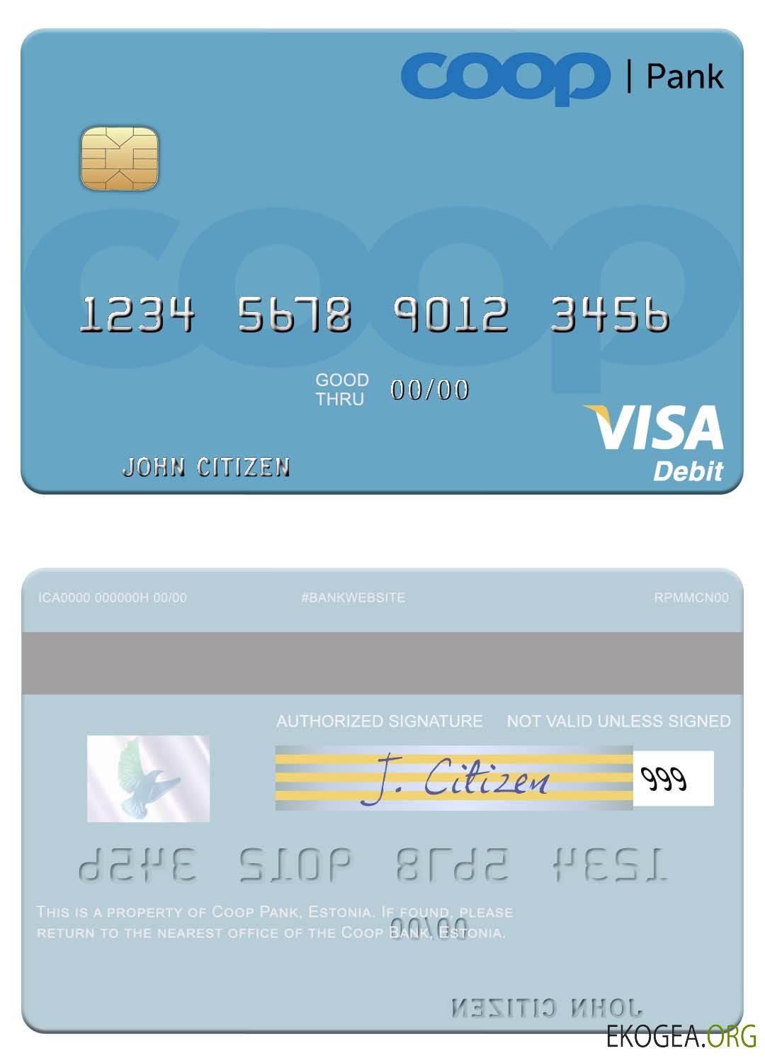 Carte de débit visa Estonie Coop Pank